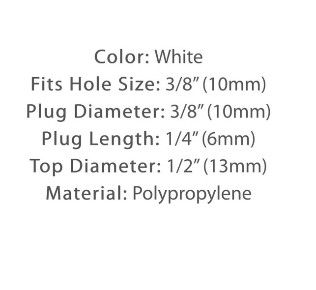 3/8 Inch White New Plastic Hole Covers 20 Pack