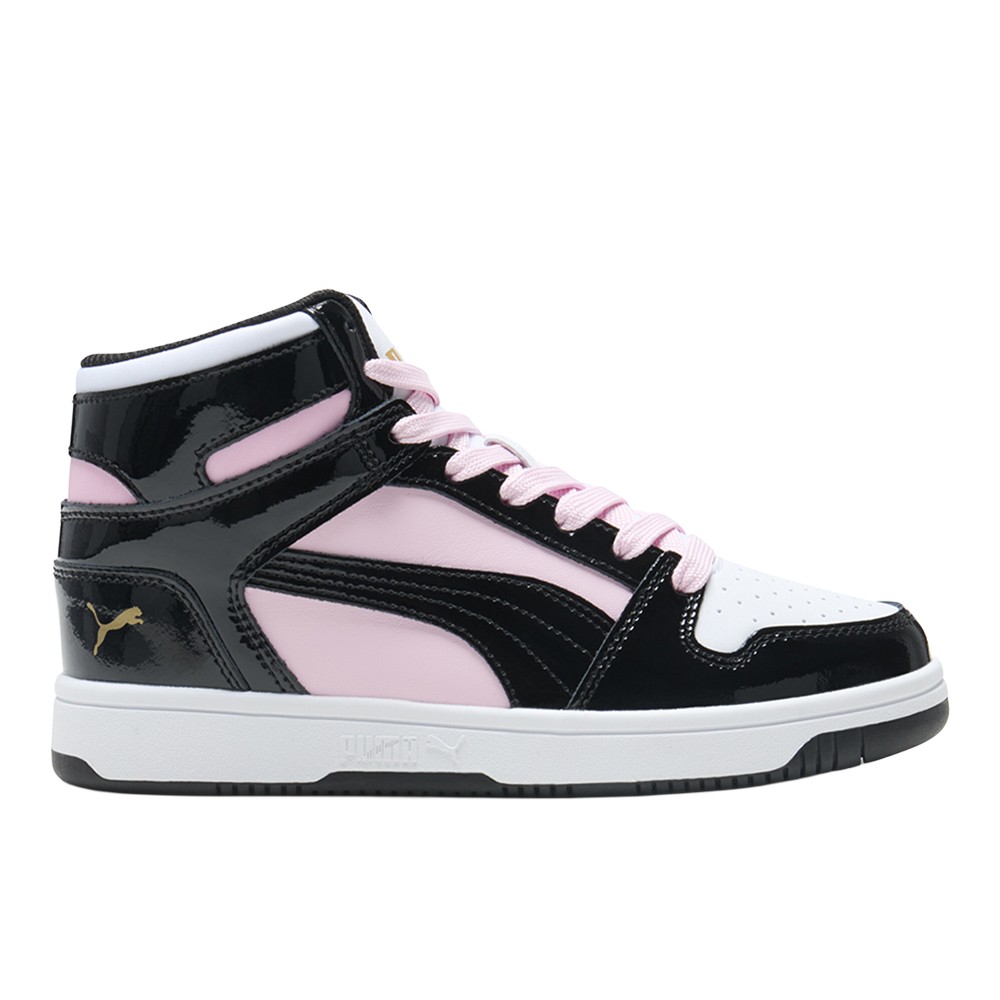 PUMA Rebound Layup Shine High Top  Womens Black, Pink Sneakers Casual Shoes 3996