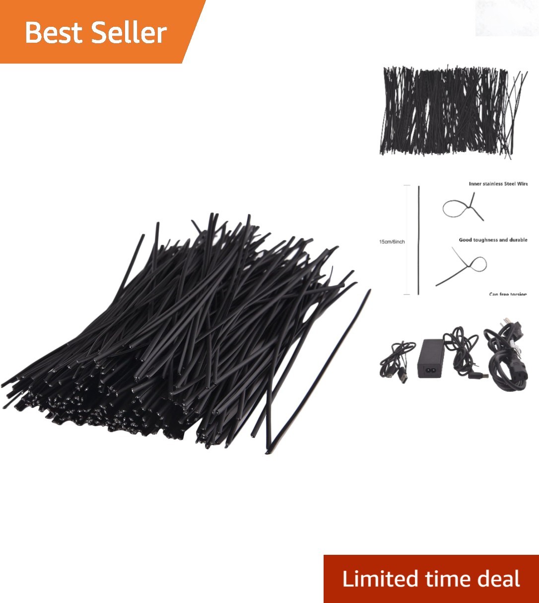 250 Pack Reusable Metal Twist Cable Ties 6 Inch Black Organizing Wire