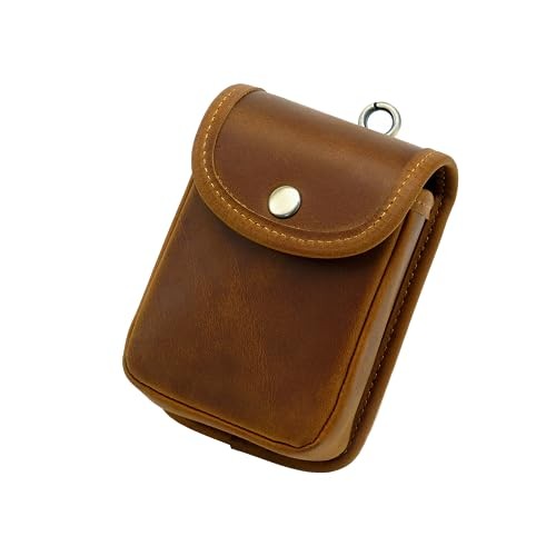 Vintage Genuine Leather Waist Bag Genuine Cell Phone Pouch Snap Button Waist