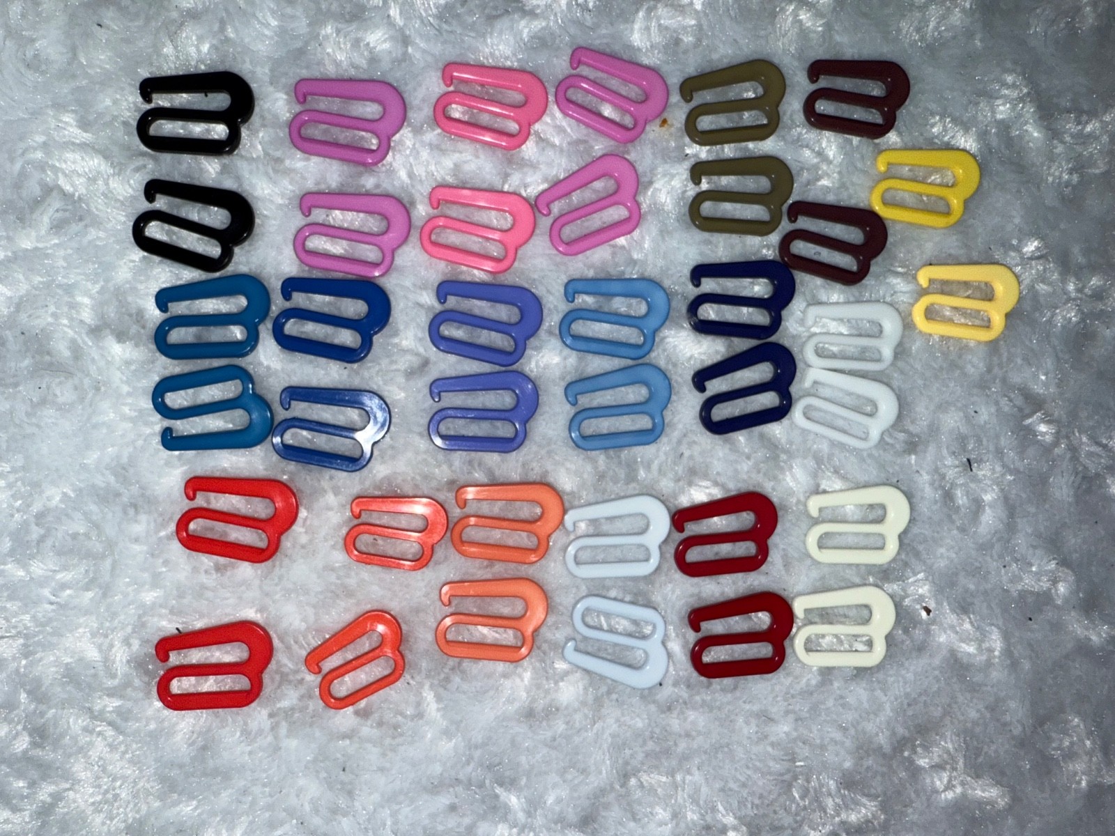 Lot 38 pink red brown cream plastic BATHING SUIT bra replacement hook hooks 3/4"