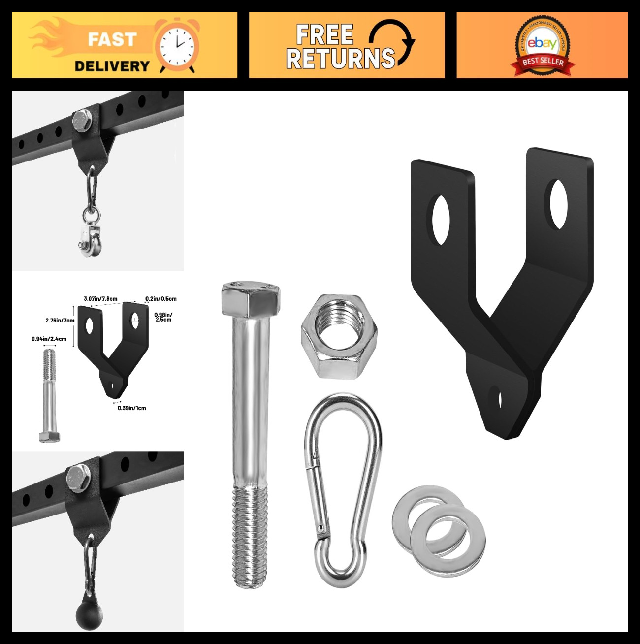 Custom Pulley System for Power Rack - Shackle Band Attachment, LAT Pull Down Bar
