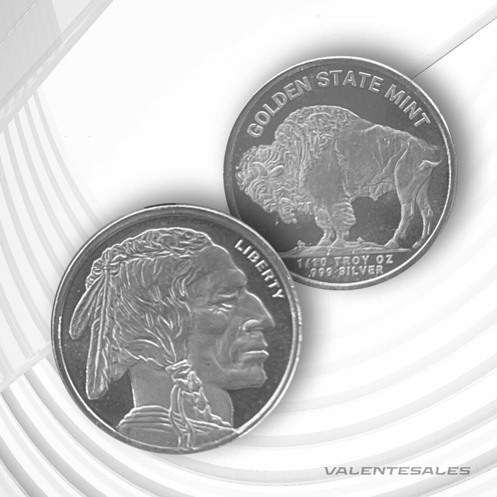 1/10 Oz. Fine .999 Silver rounds buffalo rounds