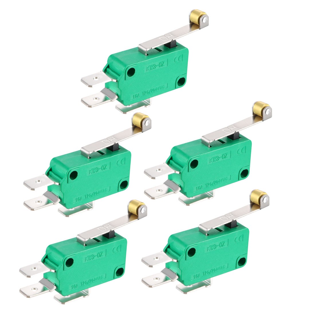 5PCS KW3-OZ 16A 125/250VAC SPDT NO NC Roller Lever Type Micro Limit Switches