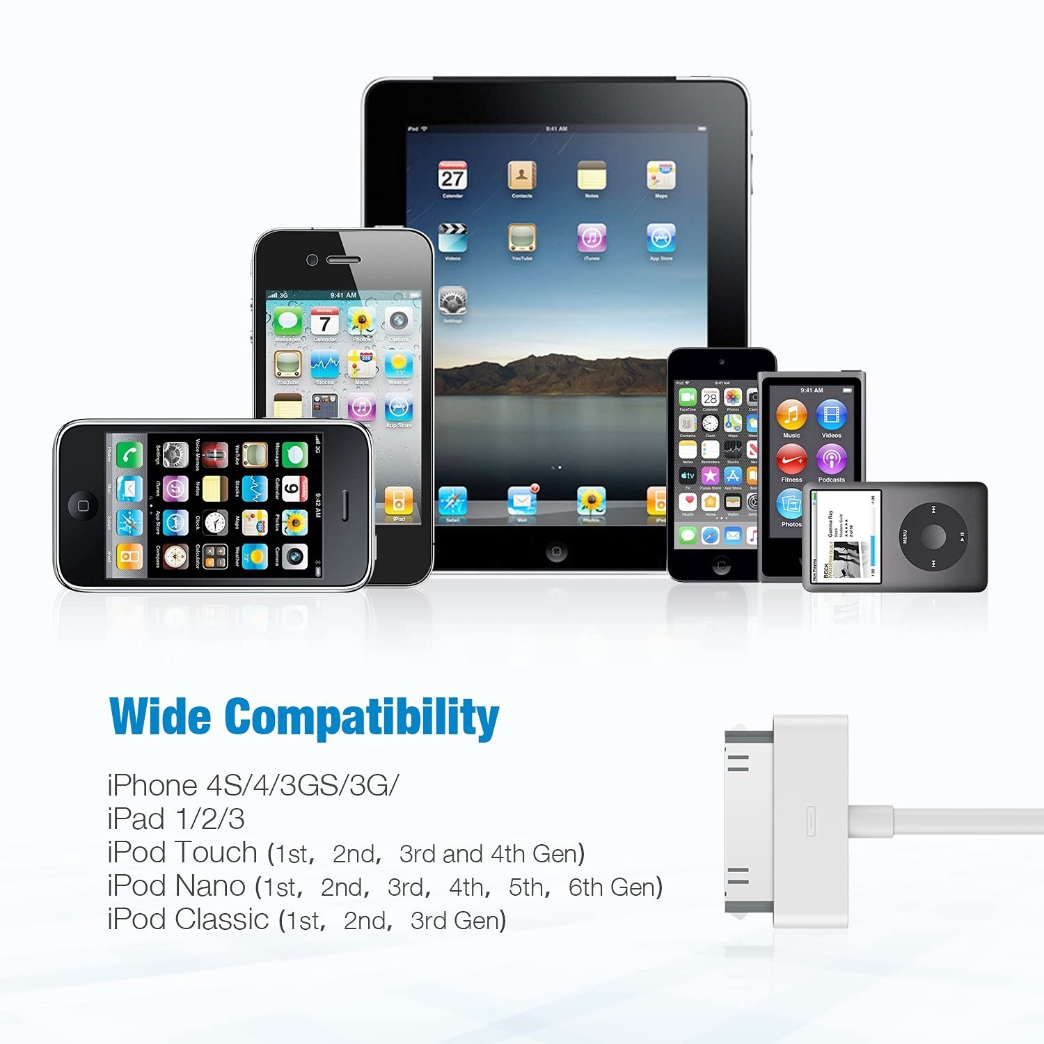Apple 30-pin USB Charging Cable 2 Pcs