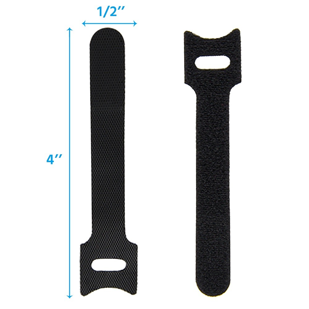 5 Pack of 4" Hook and Loop Wrap Strap 1/2" Width Assorted colors , 60pc Pack