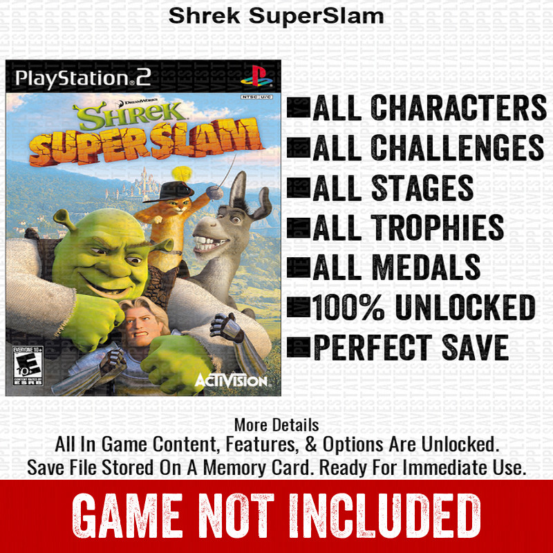Shrek SuperSlam 100% PS2 Memory Card All CHEATS ITEMS