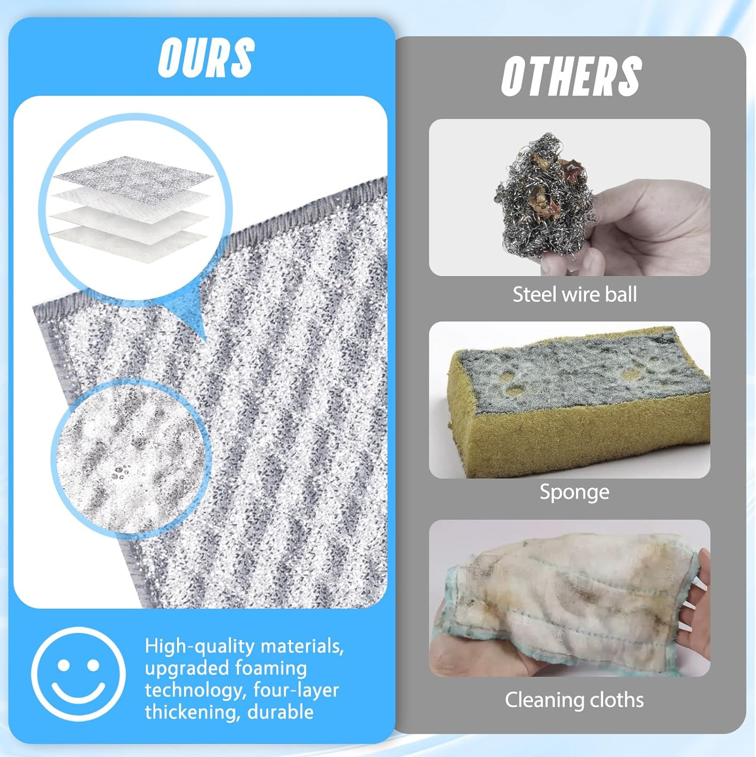 10 PCS Four-Layer Non-Scratch Multipurpose Steel Wire Dishcloths - Reusable Quic