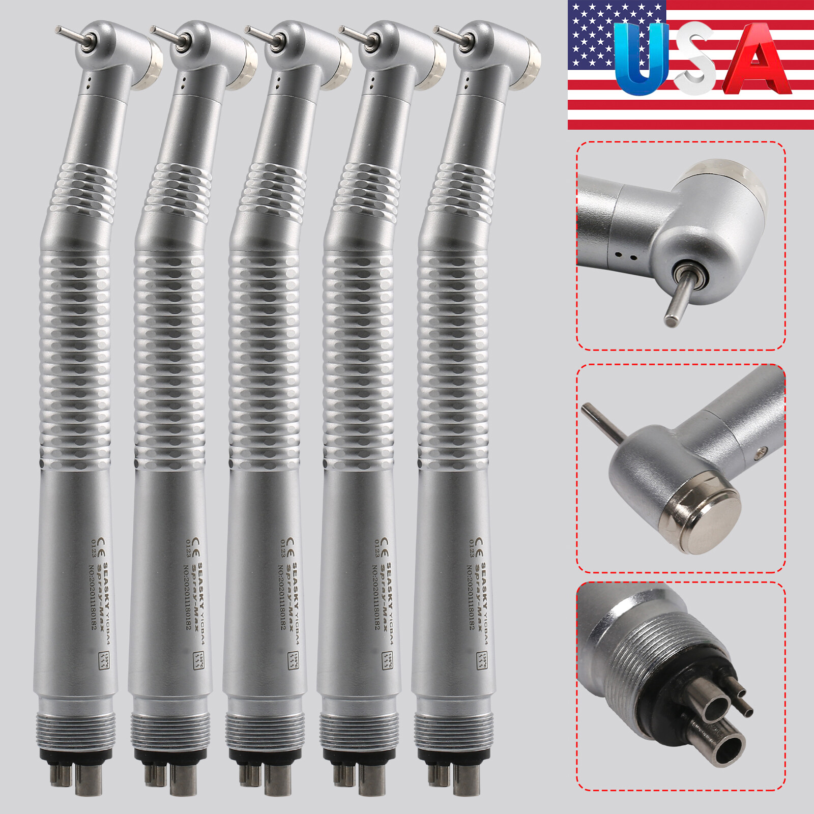 1-5Pcs NSK Style Pana-Max Dental High Speed Turbine Handpiece Push 4 Hole SEASKY