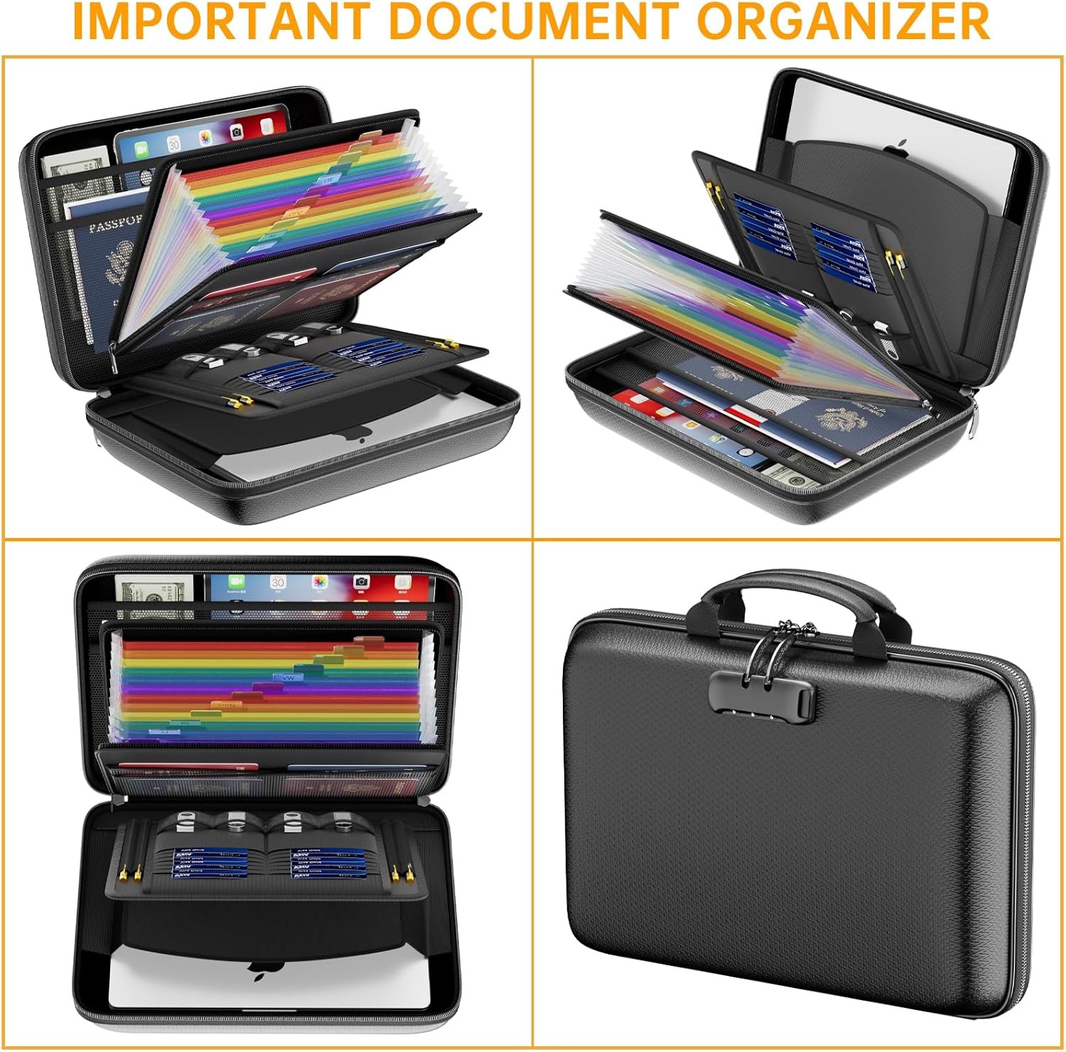 DocSafe Fireproof File Organizer with Lock for Important Documents