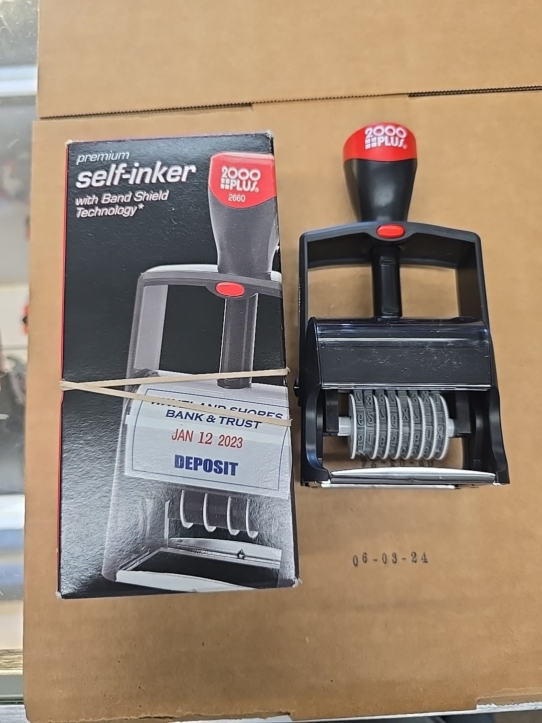 2000 PLUS classic line premium Self Inker Date message stamp NEW IN OPEN BOX