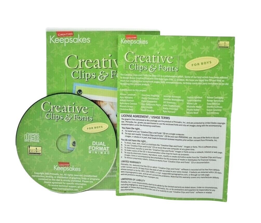 Creating Keepsakes Creative Clips for Boys CD Windows Mac Vintage Scrapbooking