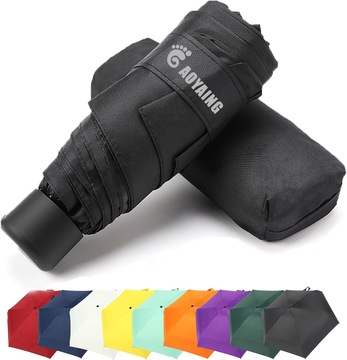 Mini Travel Umbrella for Sun & Rain Small Compact Suit for Pocket with Case
