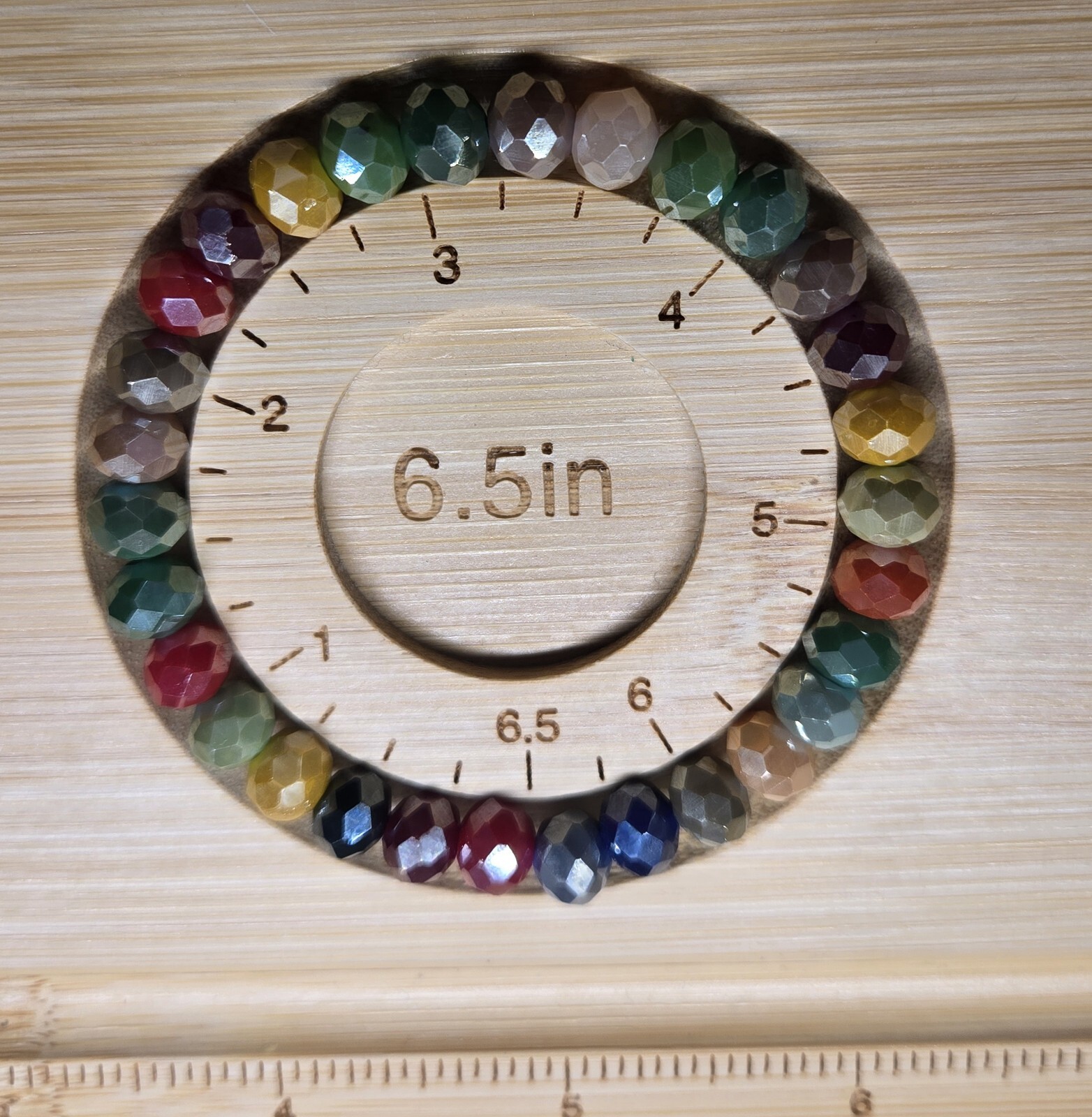 Handcrafted Rainbow 6mm Glass Bead Stretch Bracelet