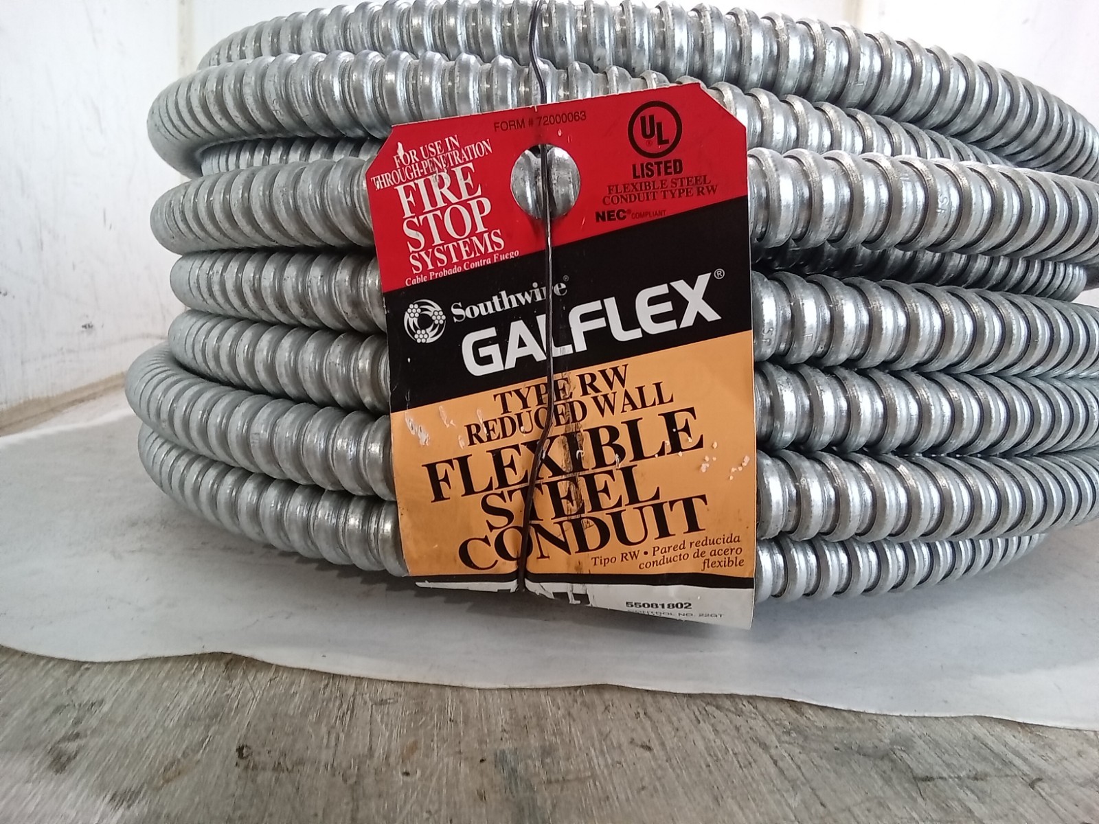 Southwire Galflex RW REDUCED WALL FLEXIBLE STEEL CINDUCT 55081802 100FT (F9D)