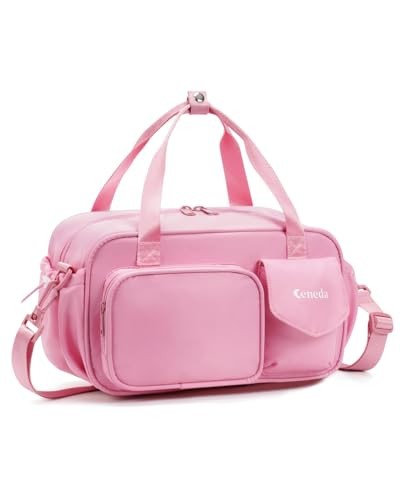 12 inch Mini Gym Bag for Women, Small Duffle Bag with Wet Pocket, Pink