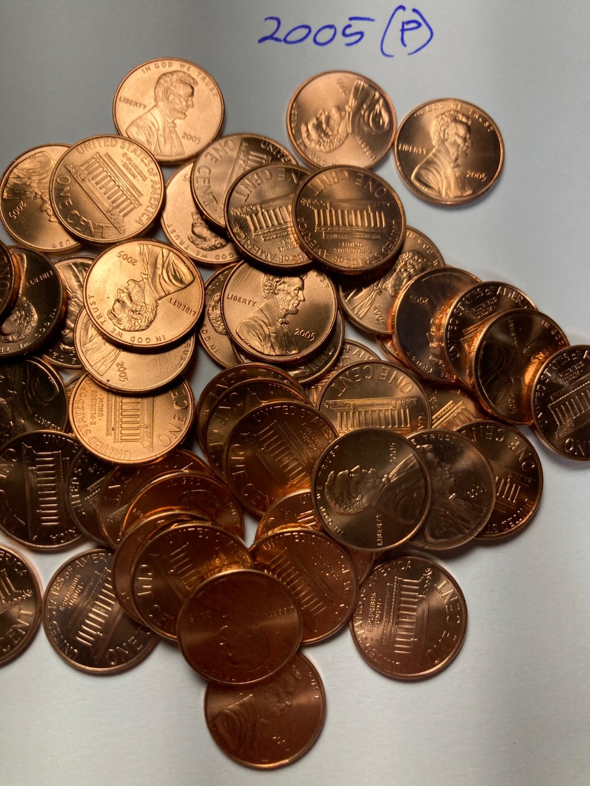 2005 (P) "BU"  LINCOLN MEMORIAL CENT PENNY ROLL  50 COINS