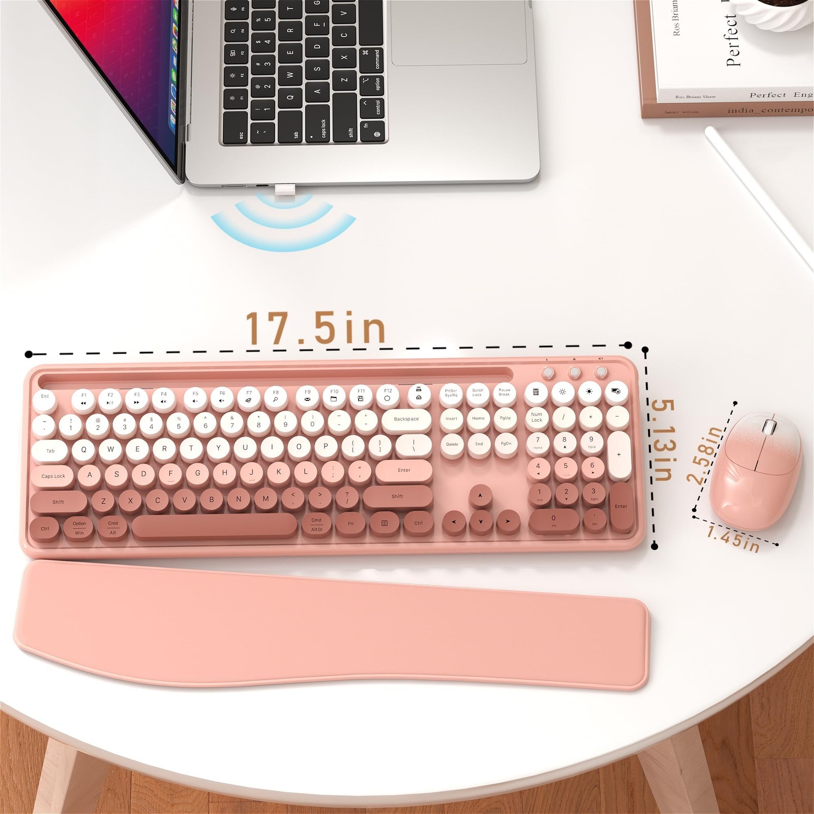 MPTOG Colorful Wireless Computer Keyboard and Mouse Combo with Phone Holder, ...