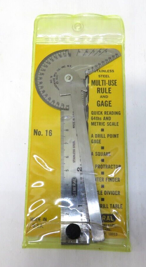 General Hardware MFG. No. 16 Multi-Use Rule and Gage 64th and Metric Scale