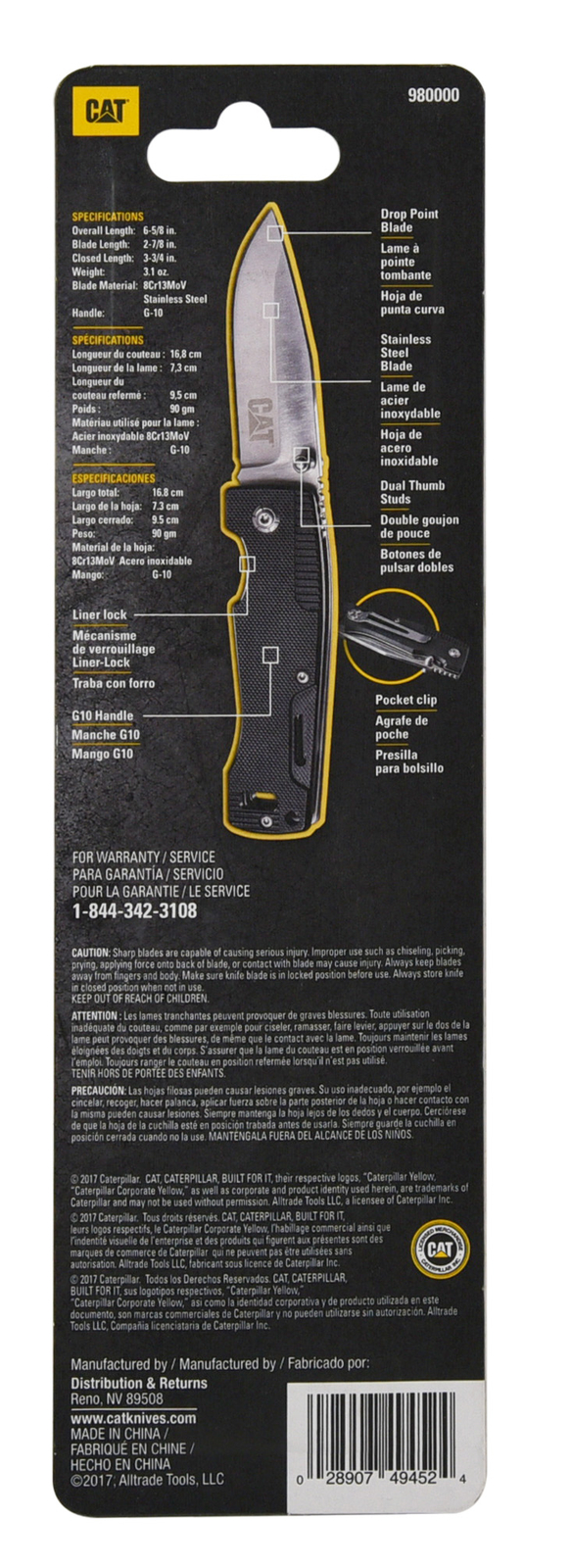 Cat 6-1/2 Inch Drop Point Folding Knife - 980000