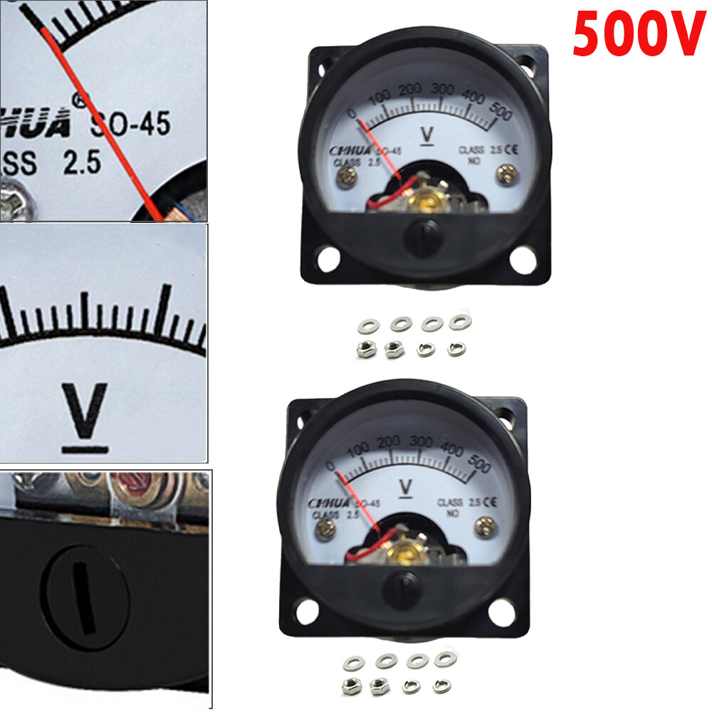2x DC 0-500V Analog Voltmeter Analogue Voltage Panel Meter Directly Connect SO45