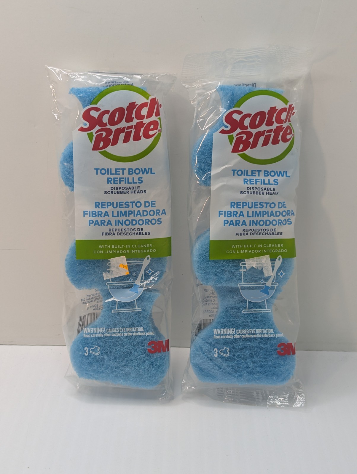Scotch Brite Toilet Bowl Refills Disposable Scrubber Heads Blue SEALED Lot of 2
