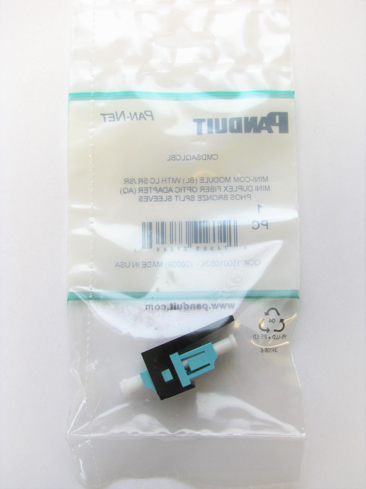 Panduit CMDSAQLCBL Adapter Module LC Duplex MM OM3/OM4 Aqua
