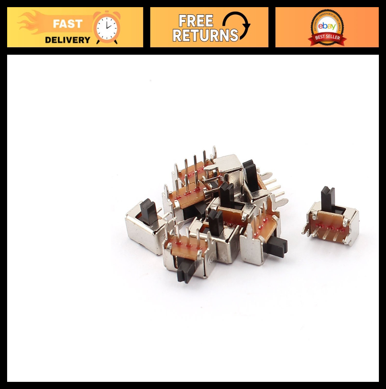 10 Pcs SPDT Right Angle Slide Switch 3 Poles On/Off Panel PCB 0.28" Width