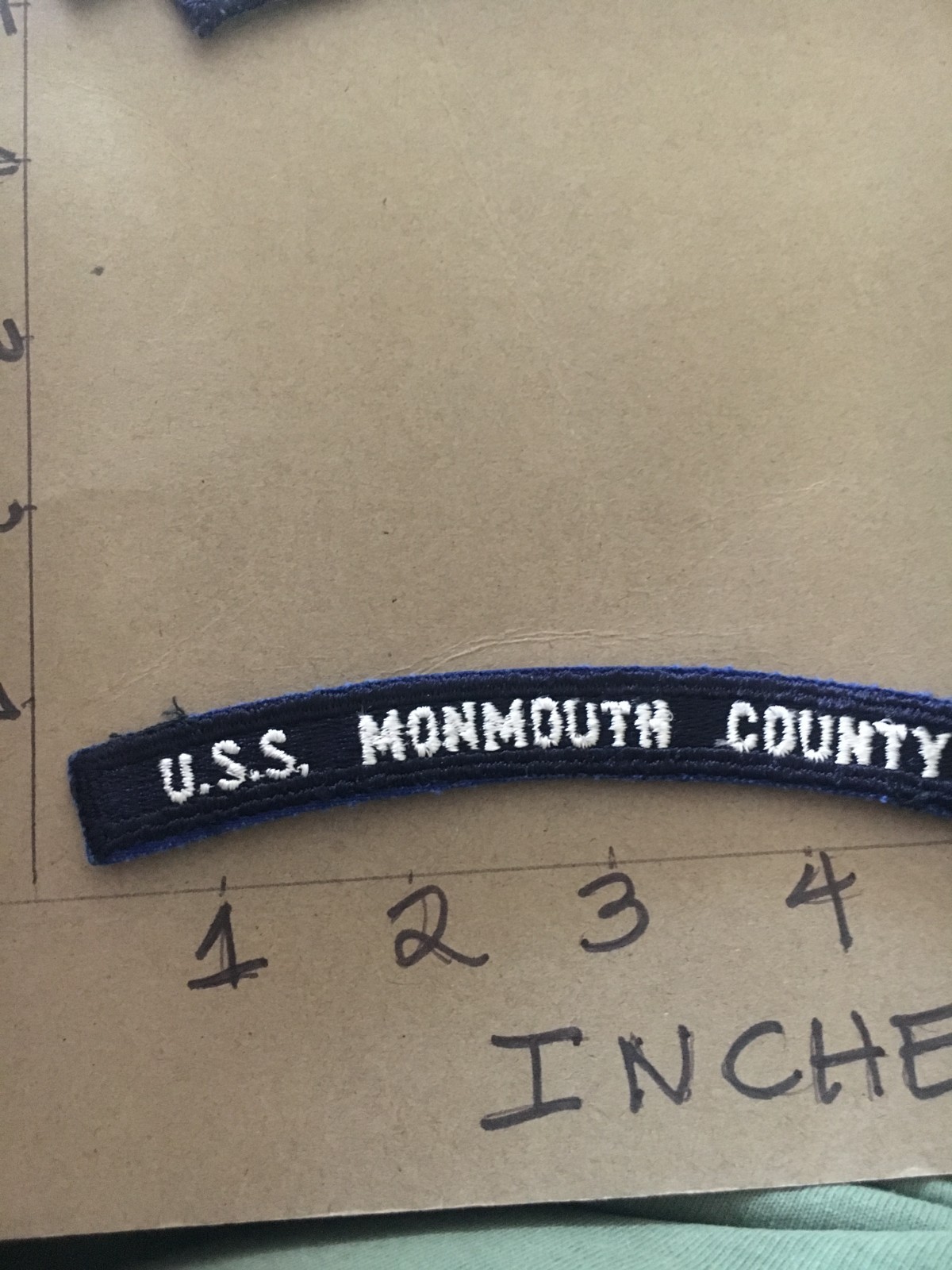US NAVY SHOULDER STRIP TAB *** rocker *** Patch USS Monmouth County