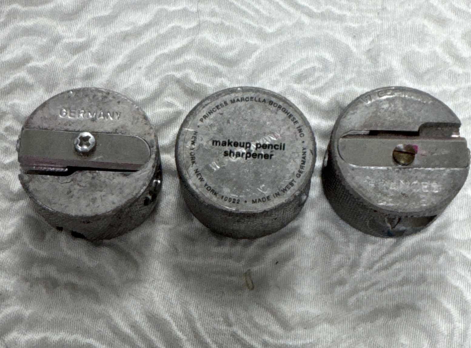 Vintage Germany Makeup Pencil Sharpener Lot Of 3 Frances Denney & Marcella & WG