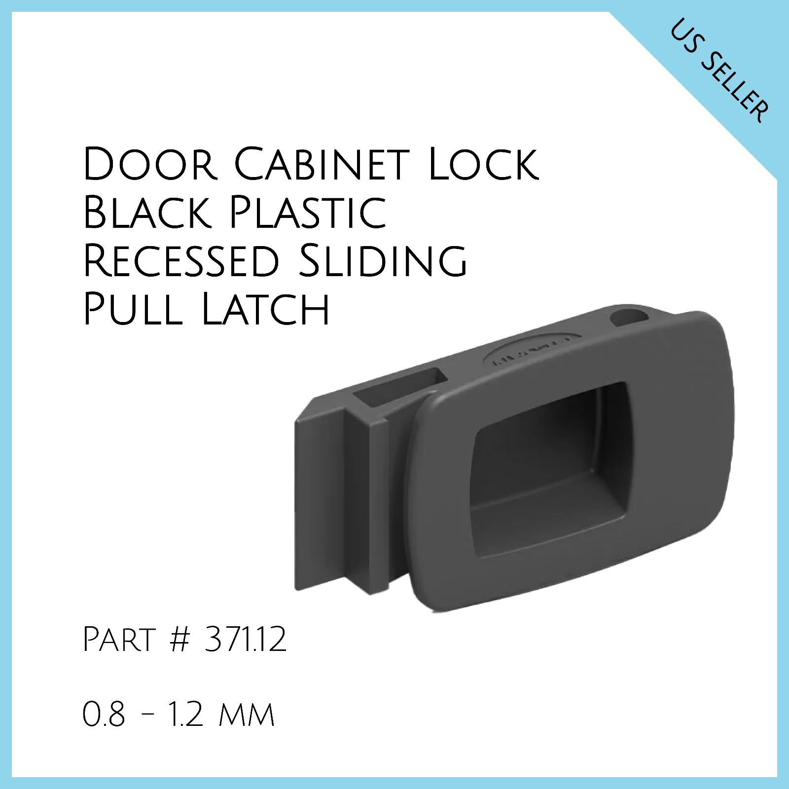 Door Cabinet Lock Black Plastic Recessed Sliding Pull Latch 0.8 - 1.2 mm # 37112