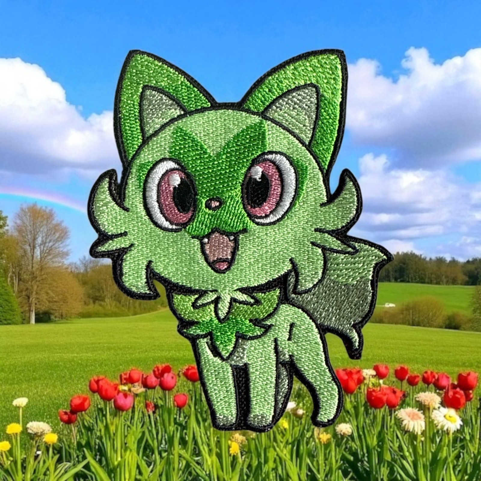 Sprigatito Pokemon Embroidery Patch 4.00" X 3.26"