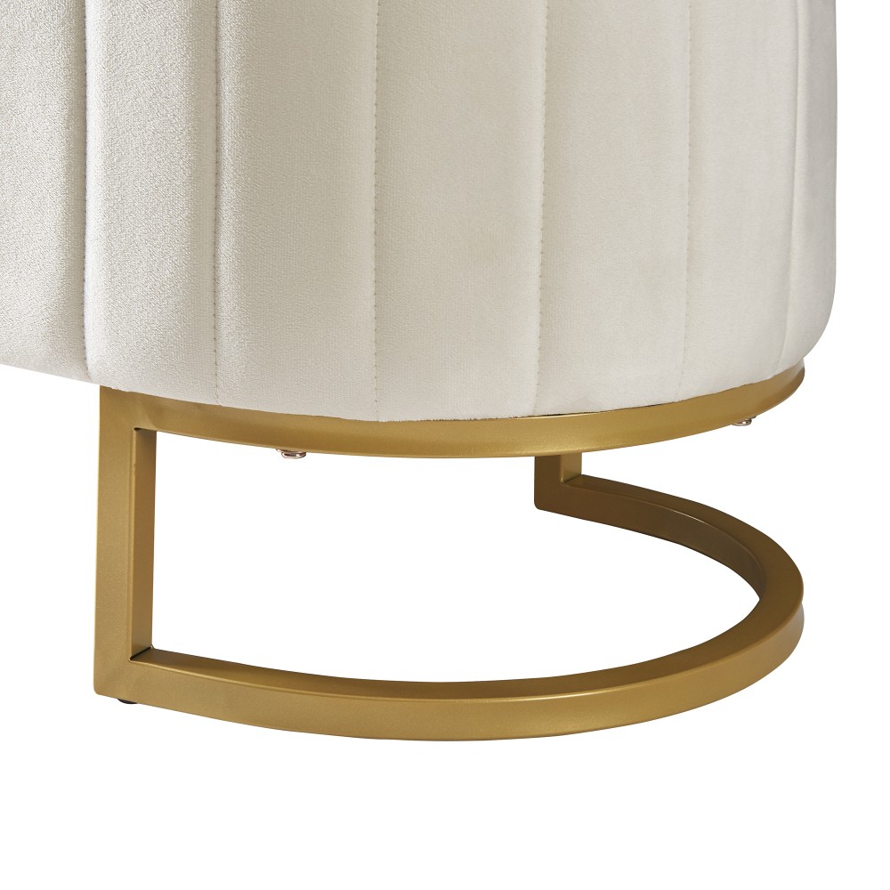 Pink Velvet Button Tufted Storage Ottoman Bench Upholstered with Metal Legs