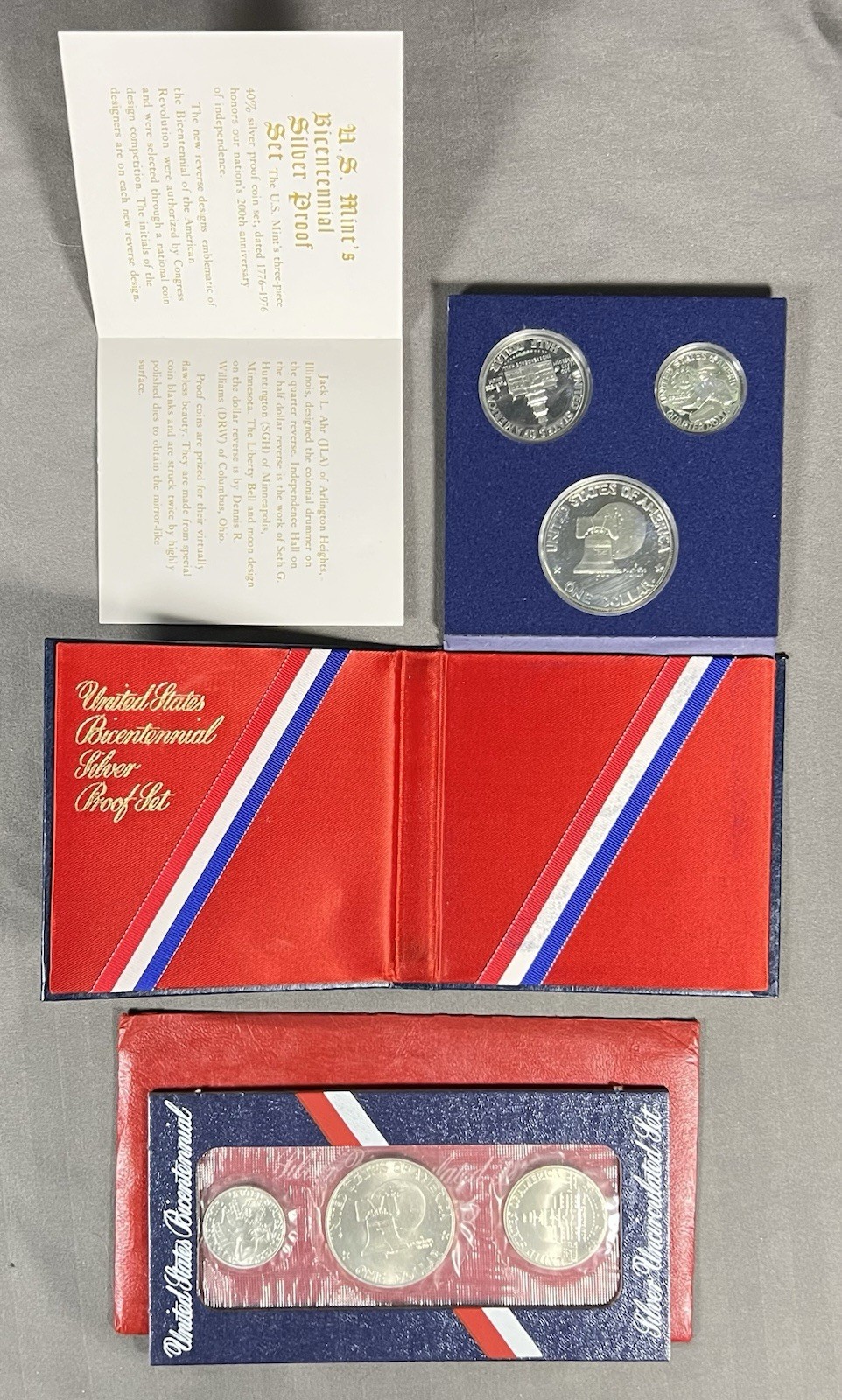 1976 Bicentennial Silver Proof Set + Silver Uncirculated Set US Mint 40% 6 Coins