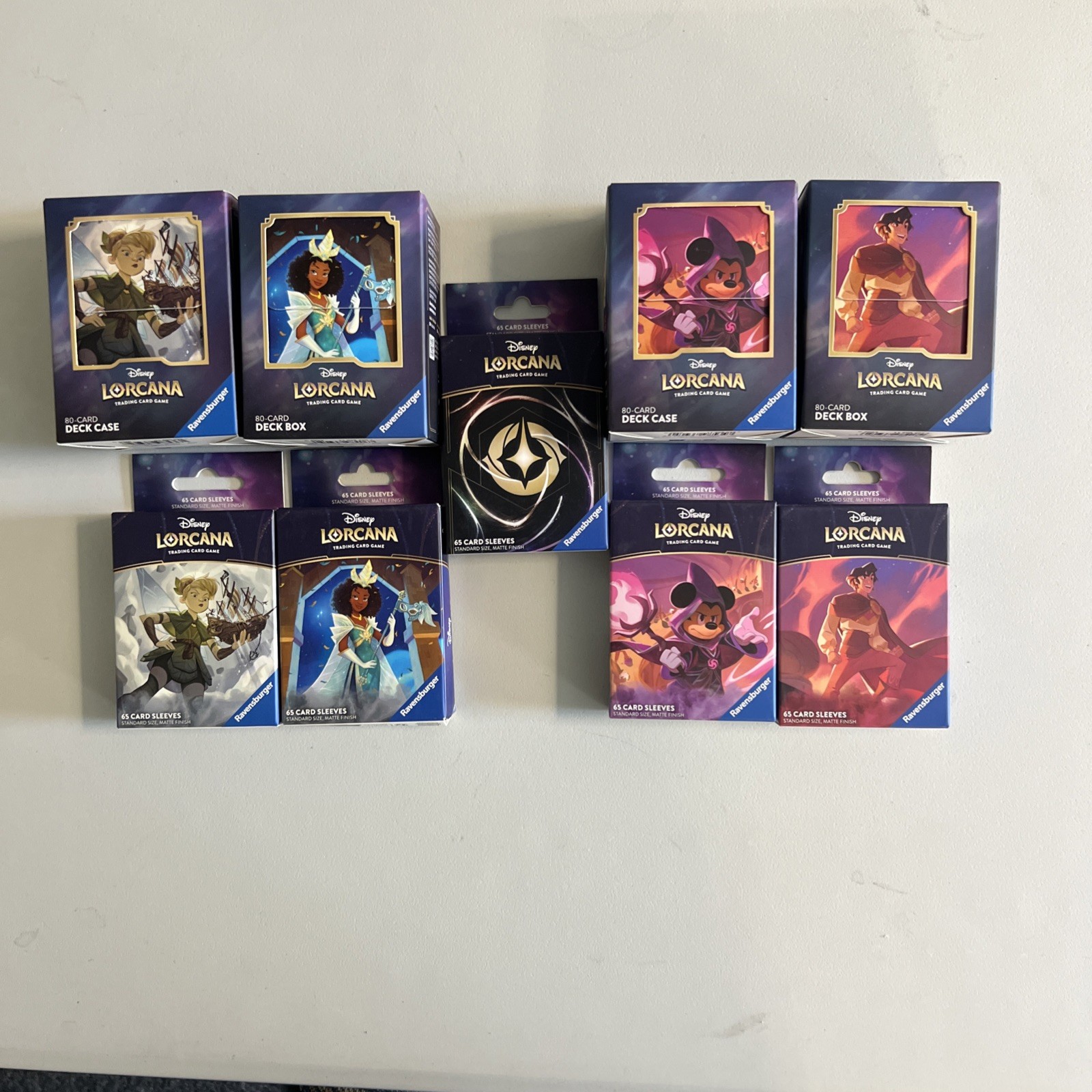 LOT Lorcana sleeves and deck box Aladdin Tink Tiana Mickey