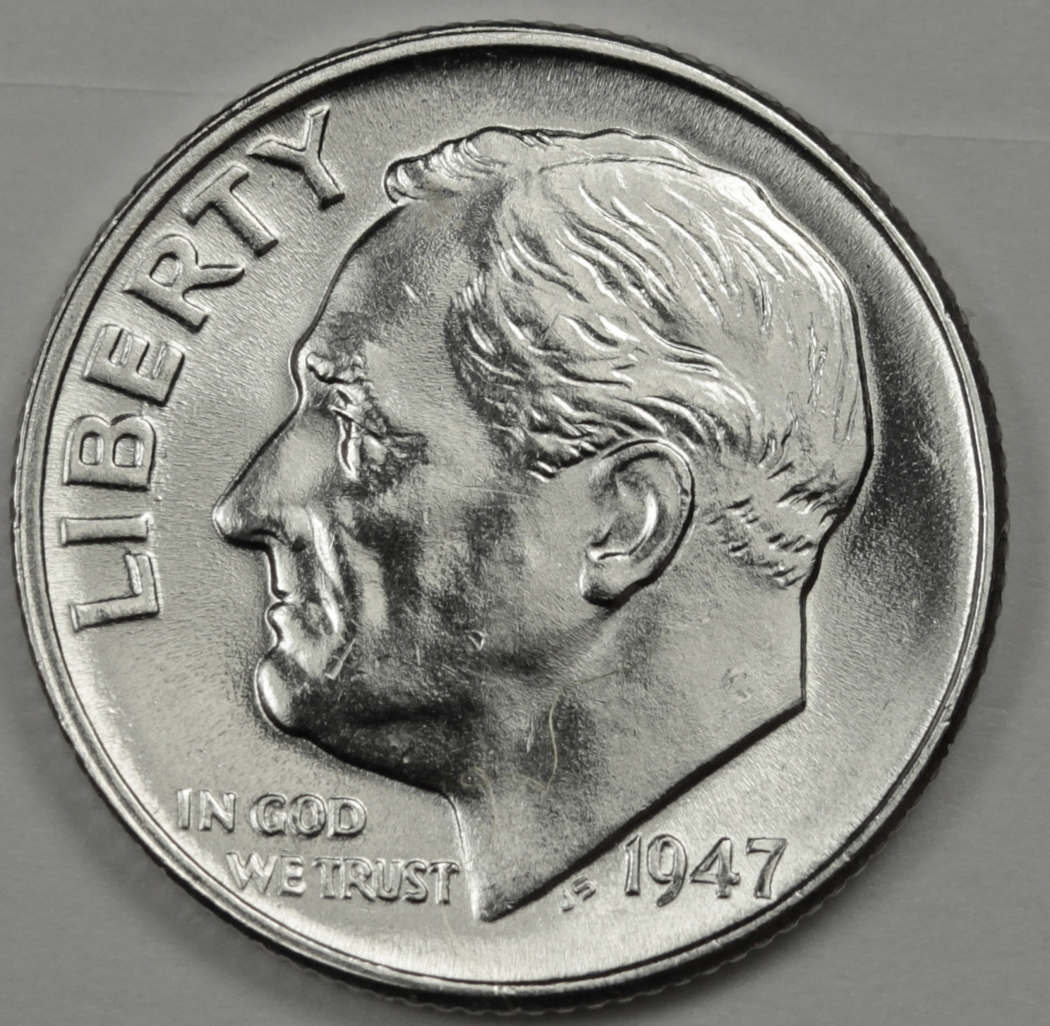 1947-p Roosevelt Dime. Fully Separated Horizontal Torch Lines. BU. (Inventory A)