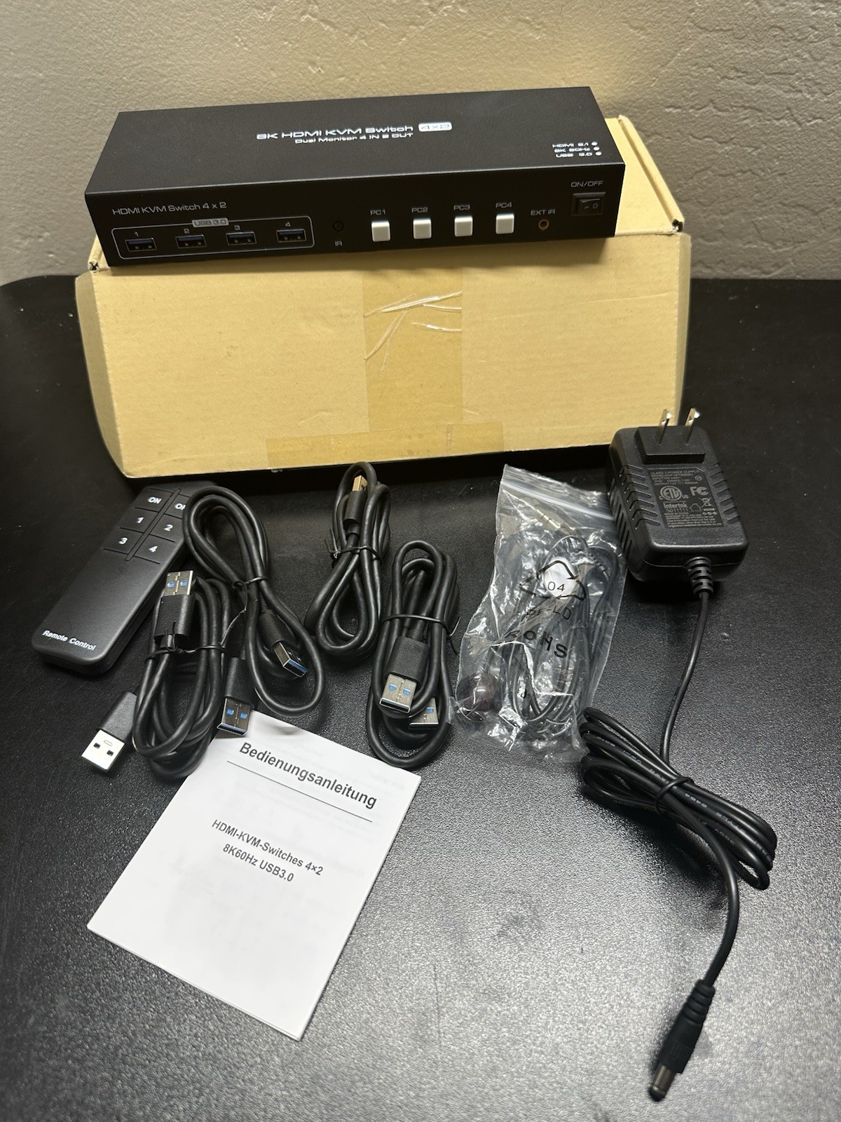Dual Monitor HDMI KVM Switch 4 Computers 2 Monitors 4K@60Hz 2K@120Hz 4 Port K...