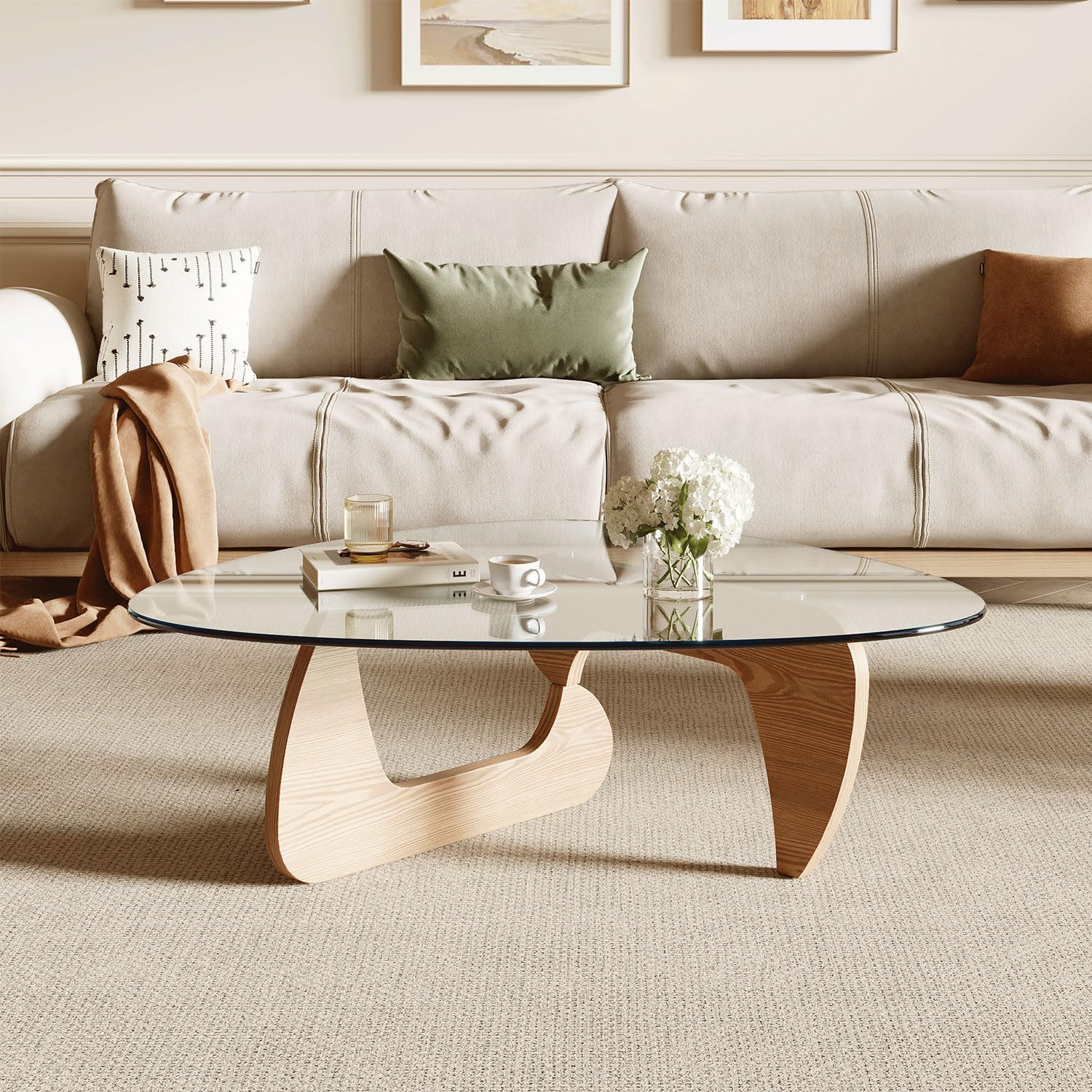 Modern Coffee Table for Living Room and Small Spaces, 43.3" X 29.5" X 15.8" Tria
