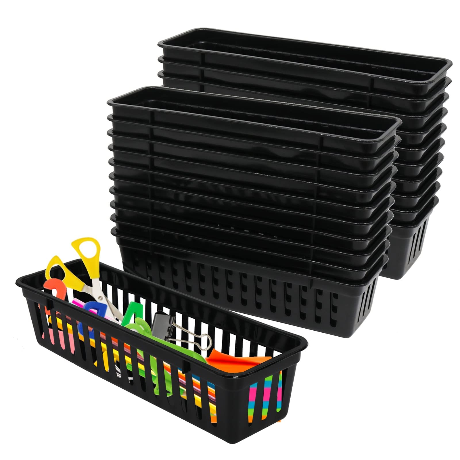 24 Pcs Classroom Storage Baskets Bins Baskets, Plastic Pencil or Organizer Ba...