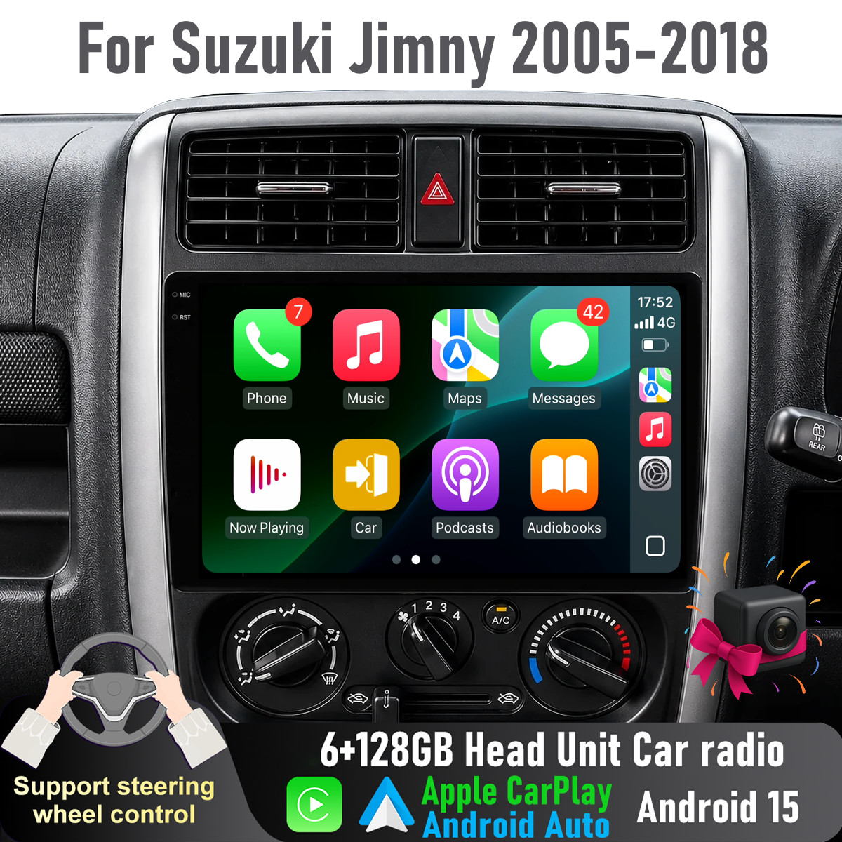 9'' Apple CarPlay Auto 6+128GB Head Unit Car radio For Suzuki Jimny 2005-2018