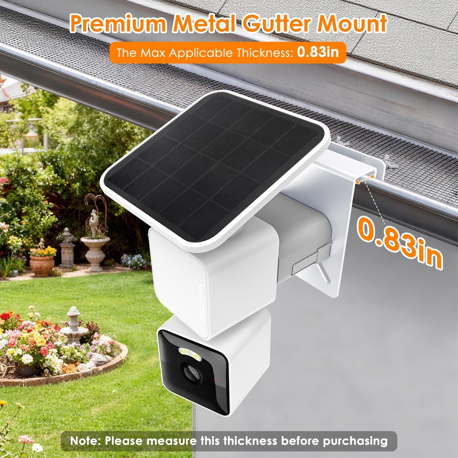 Gutter Mount Bracket for Solar Security Camera Pan Cam Aluminum Clamp Holder