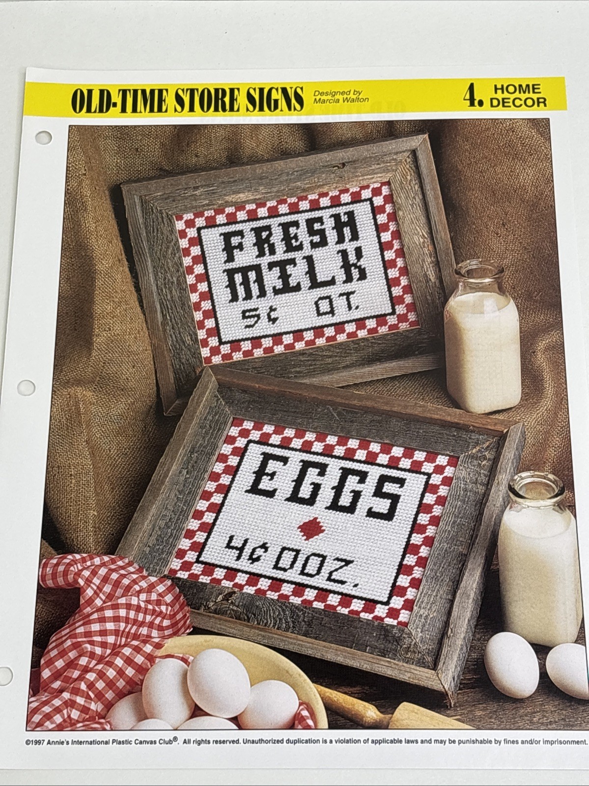 Old Time Store Signs Annie's Attic Plastic Canvas Pattern Page