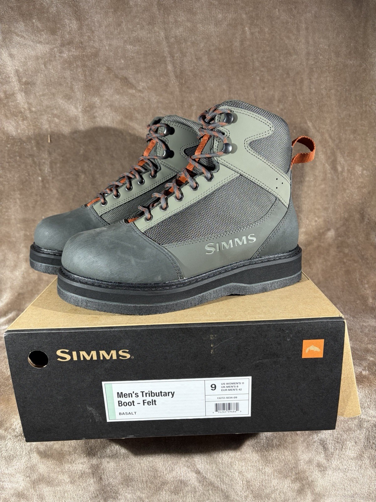 Simms Men's Tributary Boot - Felt Sole Wading Boots Basalt Size 9