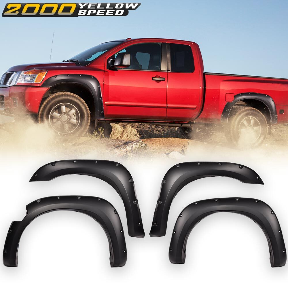 Fender Flares Fit For 2004-2015 Nissan Titan Pocket Style Smooth Black 4Pcs