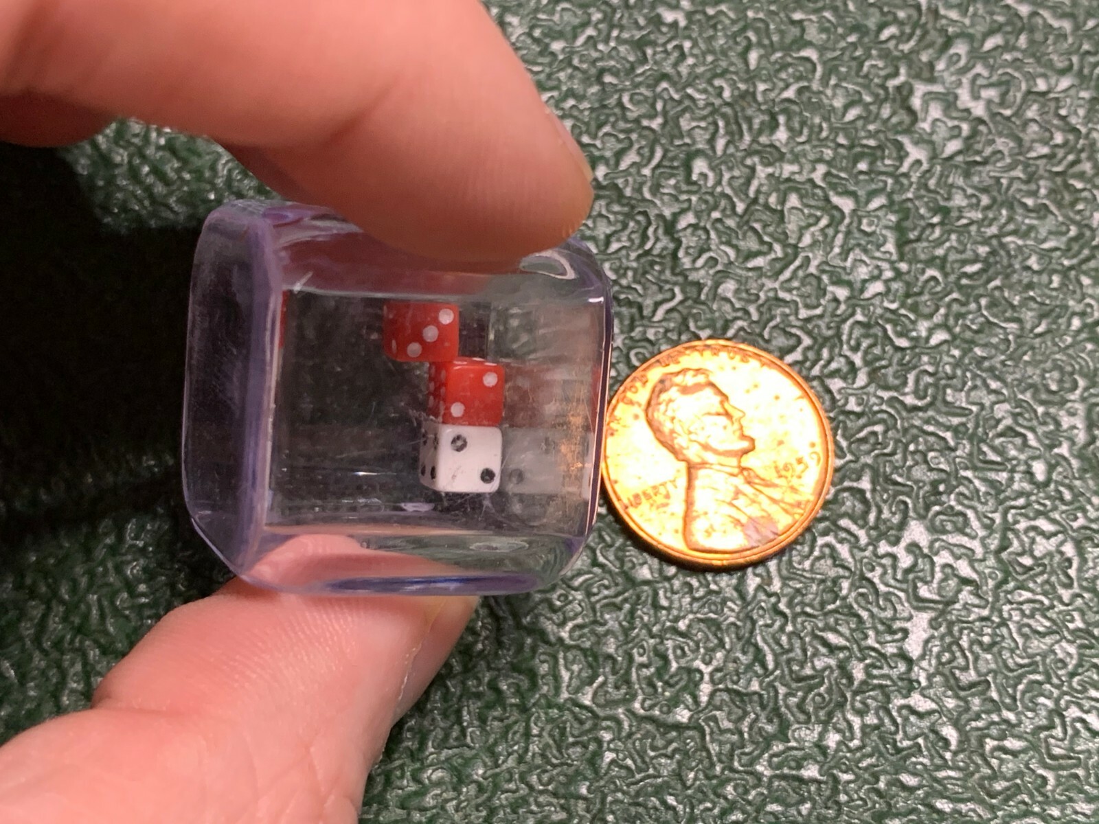 Triple D6 Nested Dice | Clear 19mm Shell 3 Micro Cube | D&D RPG Red