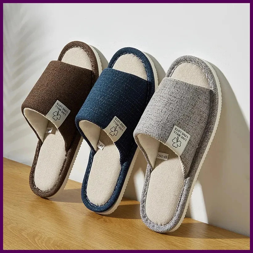 Home Linen Slippers For Men In Spring&Autumn Comfortable Bedroom