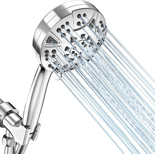 High Pressure 8-mode Handheld Shower Head with 5 ft Stainless Steel Silver