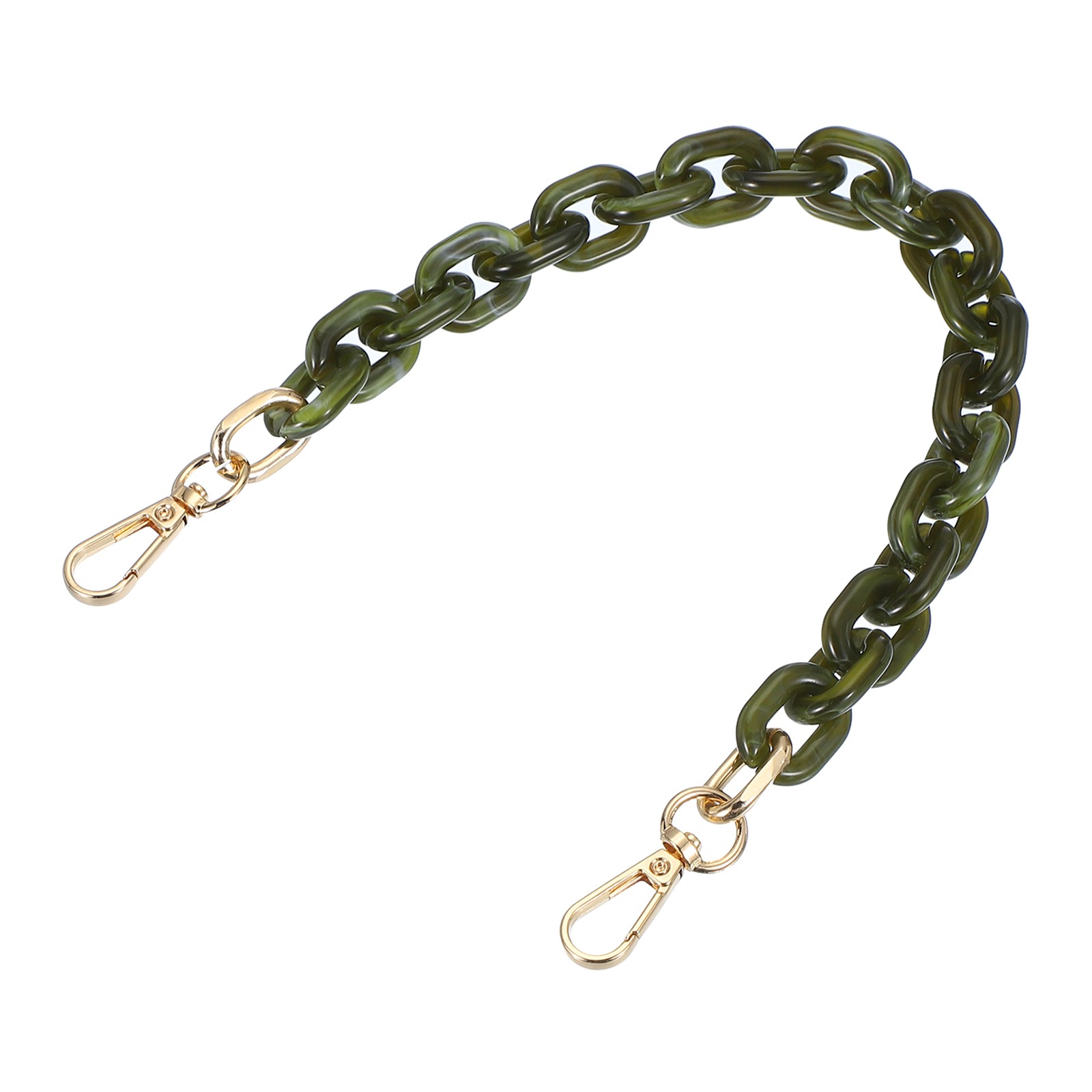 15" Acrylic Chain Purse Strap Replacement Luxury Handbag Strap Dark Green/White