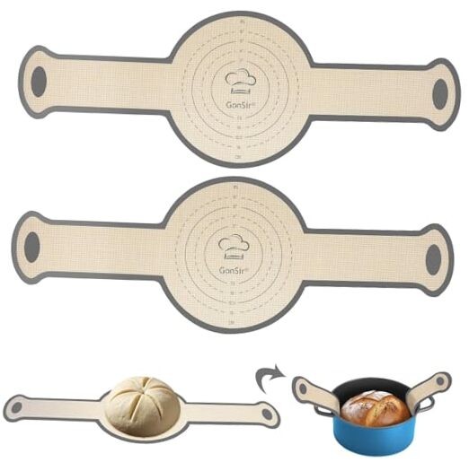 Silicone Bread Sling, 2 Pcs Silicone Baking Sling with Longer 2 Pcs Grey Round