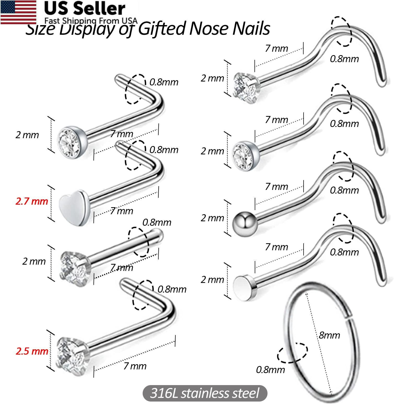 Firstomato 2 PCS Disposable Nose Piercing Gun Self Kit Silver